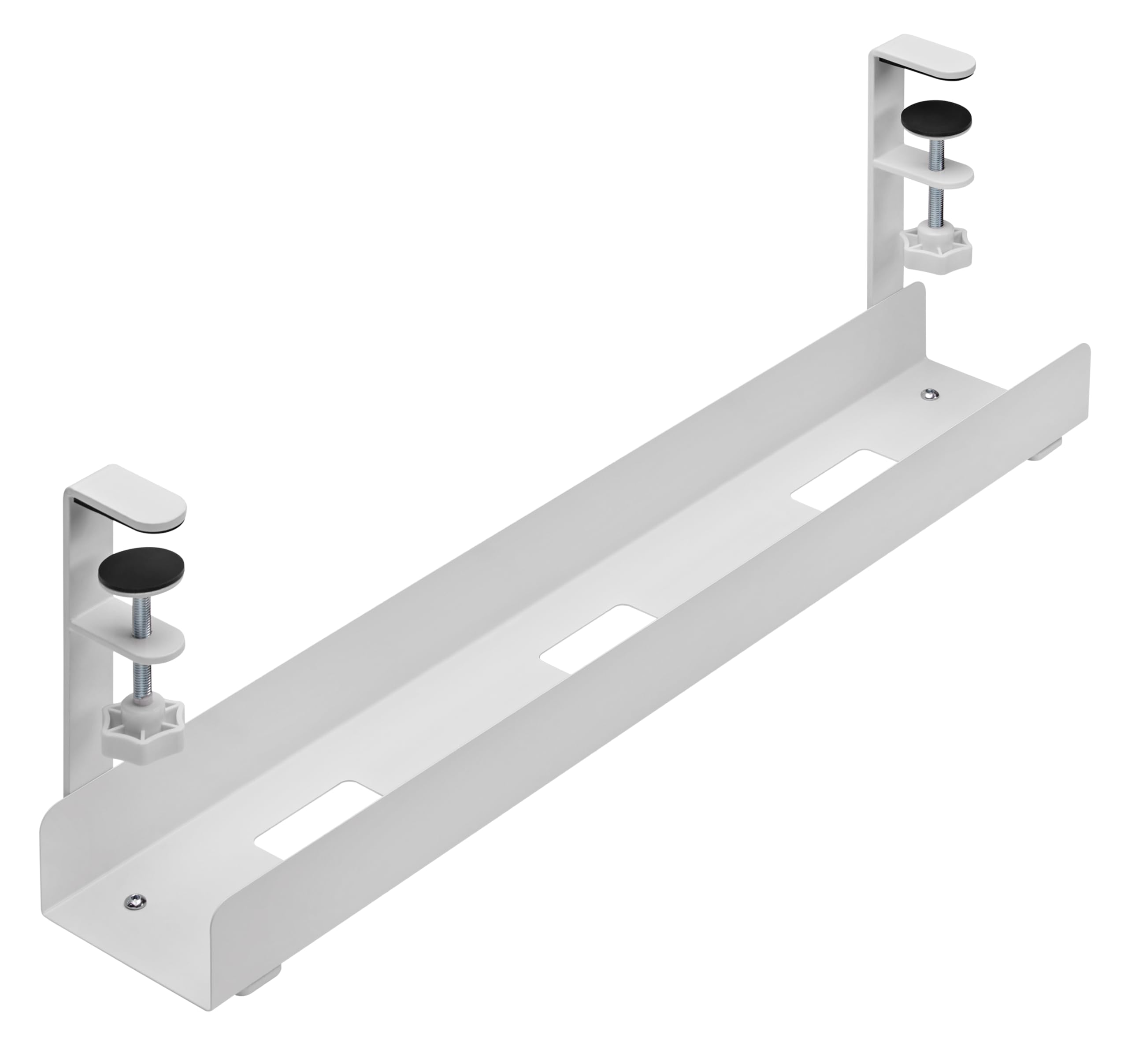 ErgoYou - Clamp-on Under Desk Cable Tray for Wire Management - Power Strip Tray and Charging Wires Organisor - Easy and Quick DIY Installation - 207 mm x 100 mm x 600 mm
