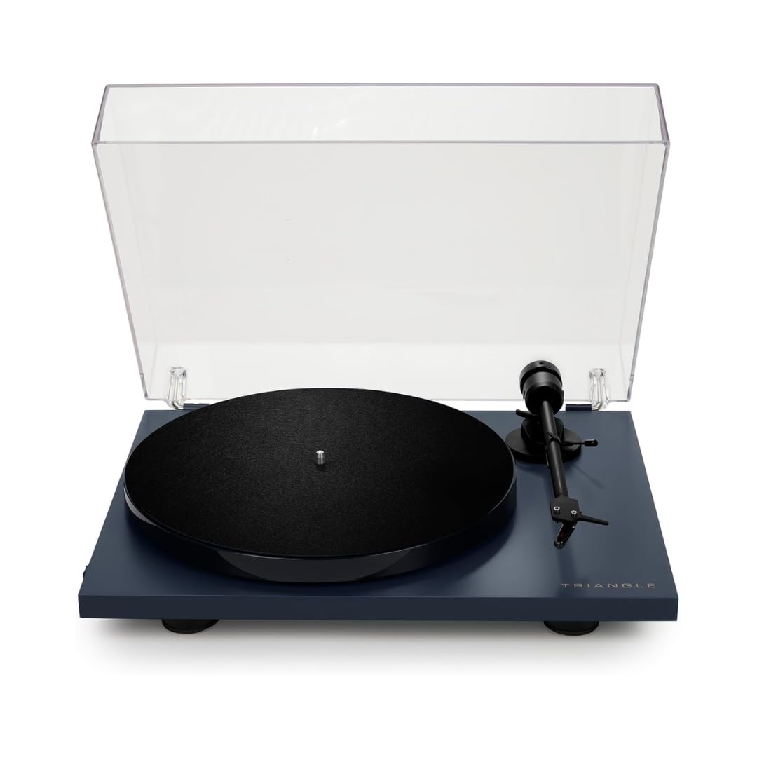 triangle - Lunar 1 Turntable - 33/45 RPM Belt-Driven Manual Turntable - Integrated OM-5E Cartridge - 420 x 112 x 330 mm - Blue