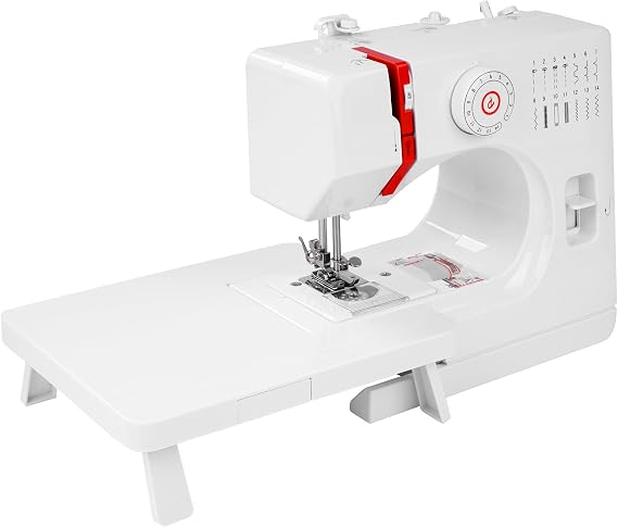 Sewing Machine, 728 14-Stitch Electric Mini Sewing Machine with Extension Table, Sewing Thread & Cotton Fabric Set, Portable Lightweight Sewing Kit, Suitable for Home Diy, Crafts, Beginners