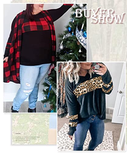 Image of CARCOS Plus Size Tops for Women Color Block Flower /Striped /Camo Crew Neck Long Sleeve Tee Shirt
