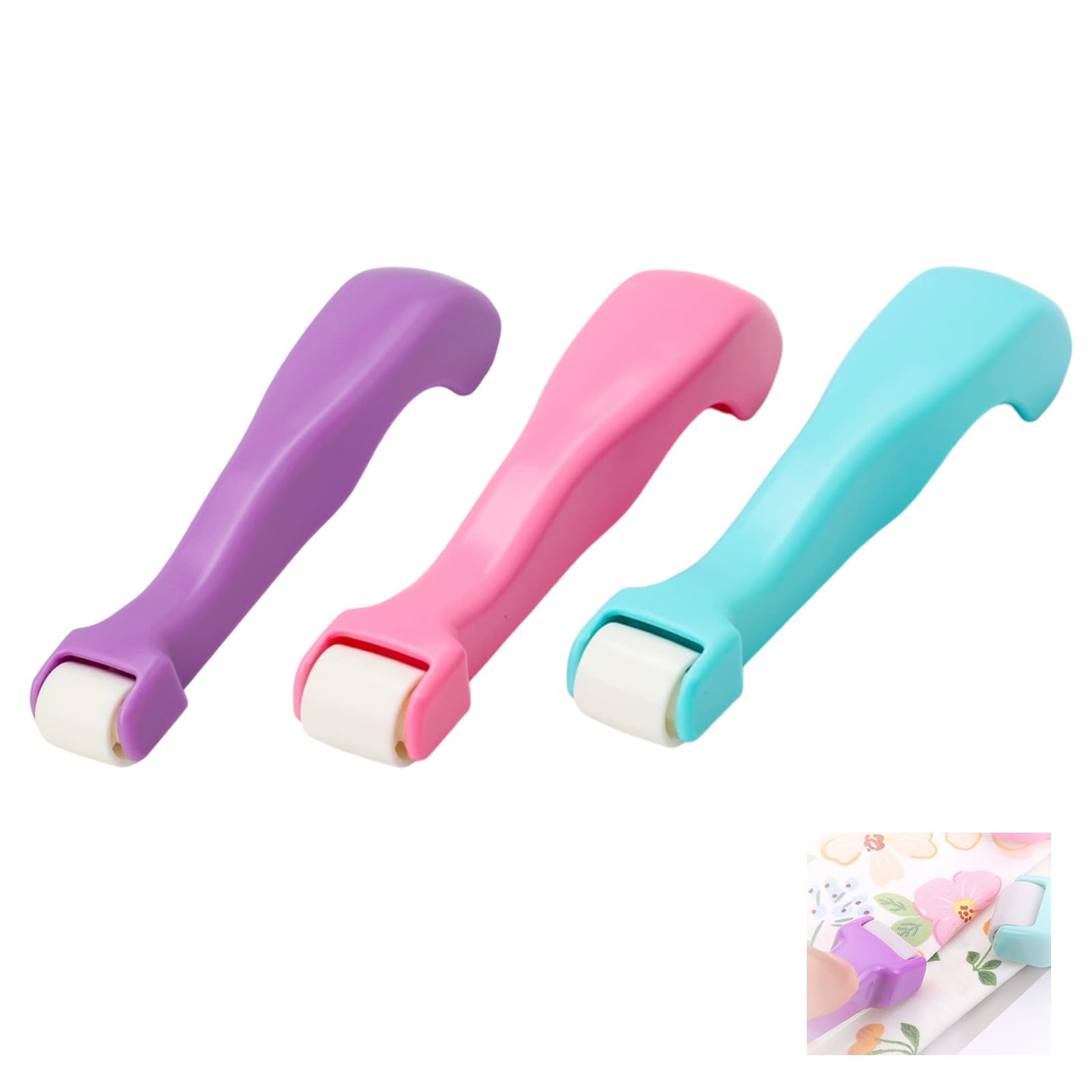 3 Pack Multicolour Plastic Seam Roller for Sewing Quilting Wallpaper Crafts