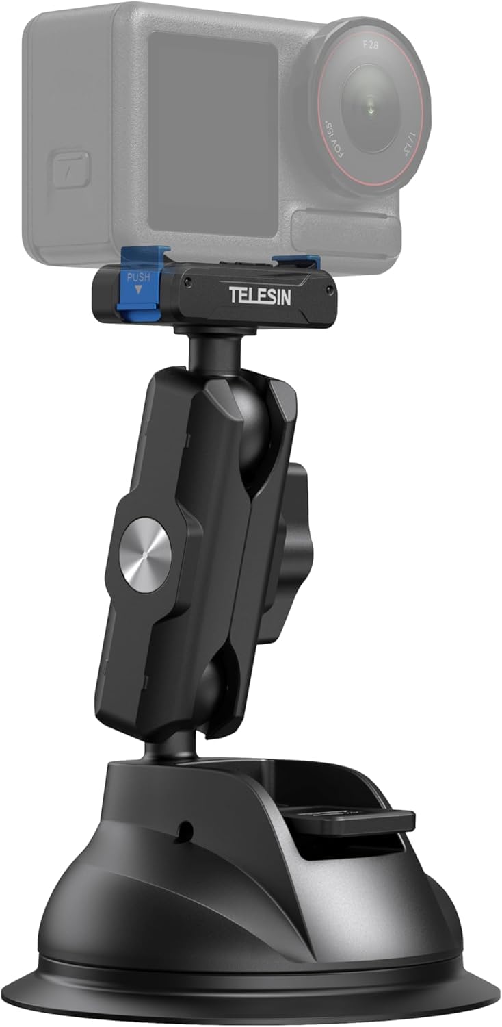 TELESIN Suction Cup Car Mount for DJI Action 6 5 pro/4/3 – Strong Magnetic Base, 360° Adjustable Dual Ball Head, Quick Release Camera Mount for Windshield, Dashboard & Smooth Surfaces-image-39