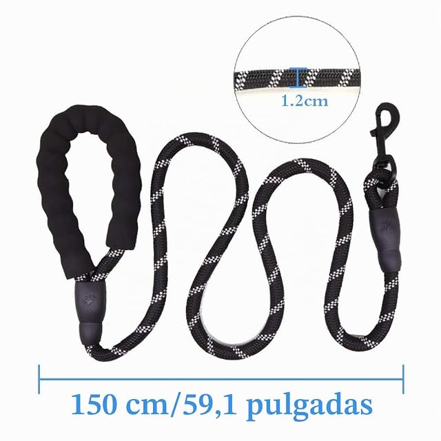 Foto 4 de 7 de AISHOW Correas para Perros 2 Piezas Correa de Perro Reflectante de Nylon Fuerte de 1,5 m con asa Acolchada…
