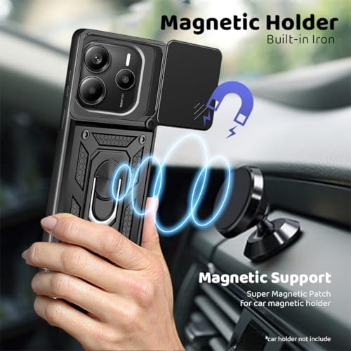 Image of Tough Armor Bumper Back Cover Case for Mi Redmi Note 14 5G | Sliding Camera Cover, Kickstand & Ring Holder 360 Degree Protection Back Cover for Mi Redmi Note 14 5G
