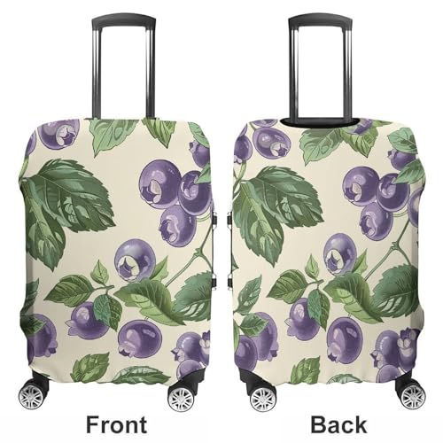 Hand Drawn Blueberries Elastic Luggage Cover Suitcase Protector for 19-32 Inch Suitcases | Universal Stretchable Travel Bag Cover | Anti-Scratch, Washable with Zipper Closure M3