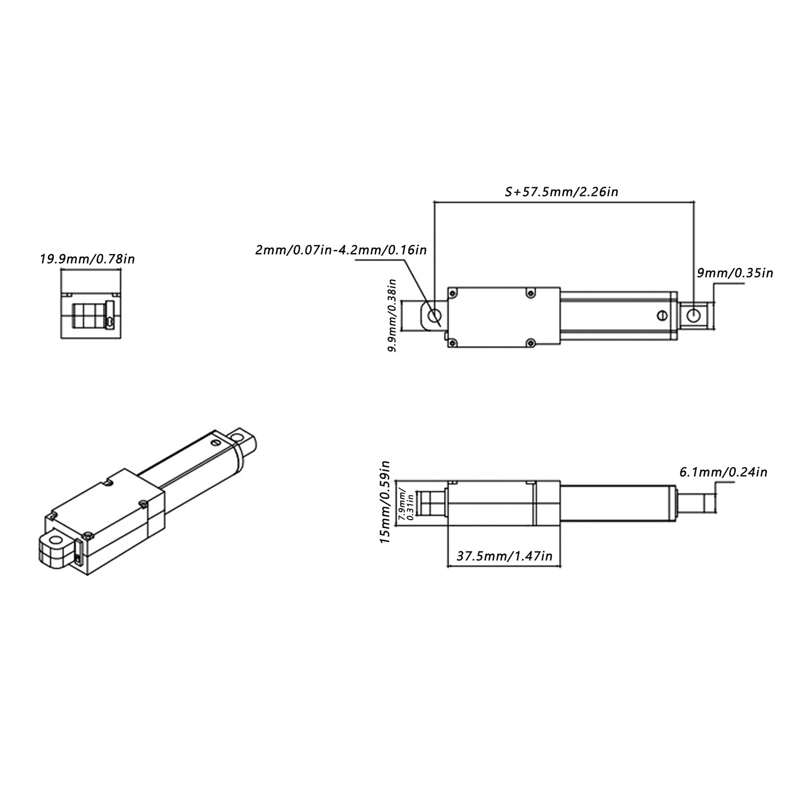 OKJHFD Actionneur Linéaire, 30 Mm DC 12 V, Mini étanche, Antibruit, Protection Contre les Courts-circuits, Mini Actionneur Linéaire électrique étanche Pour Volet De Tiroir (Stroke 30mm-4mm-150N)