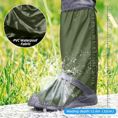 Image of Waterproof Rain Shoe Covers with Anti-Slip Sole, Reusable High Top Boot Covers for Men & Women, Zipper Design Outdoor Overshoes for Cycling, Motorcycling, Walking, Hiking & Rain Protection