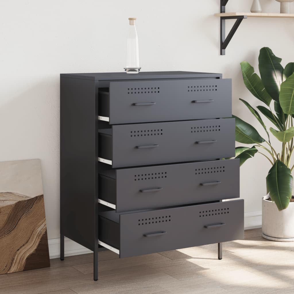 Credenza antracite, 68 x 39 x 89 cm, armadio in metallo con 4