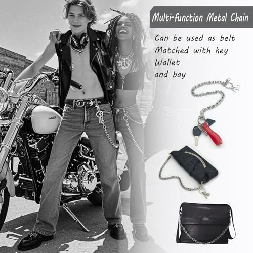 Image of PINKPIN Chains for Men Wallet Chain Biker Chains Jean Pocket Chain Unisex Hip Hop Pant Trouser Chain for Men Women