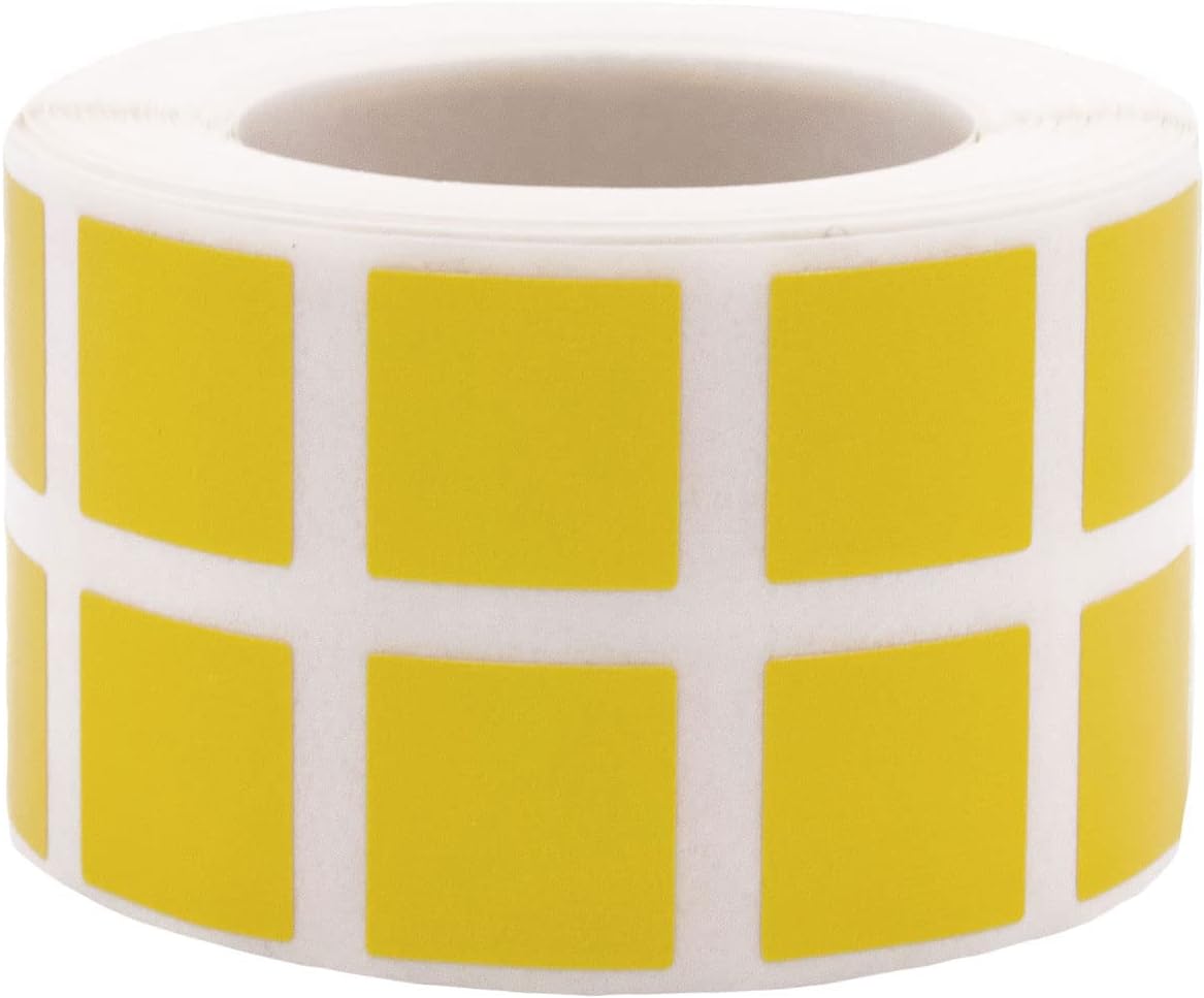 Yellow 1/2" Inch Square Adhesive Labels 1,000 Color Coding Dot Stickers for Efficient Inventory Management, Crafting Projects, and Organizational Tasks in Offices, Schools, and Homes