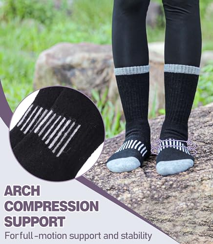Image of DYW Womens Merino Wool Hiking Socks Thermal Warm Winter Boot Crew Socks Cushion Work Walking Gift Socks 5 Pairs