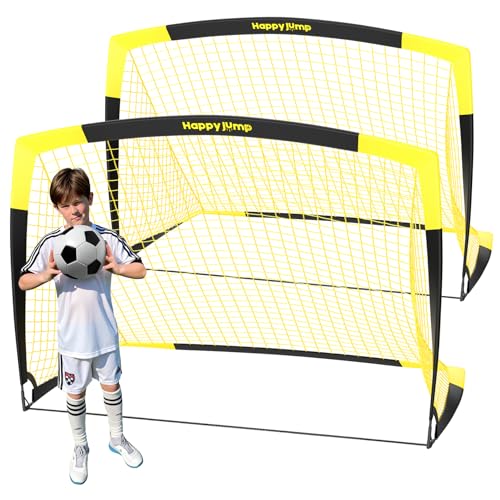 Happy Jump Soccer Goal Pop Up Foldable Soccer Net for Backyard 7'x5', 2 Set