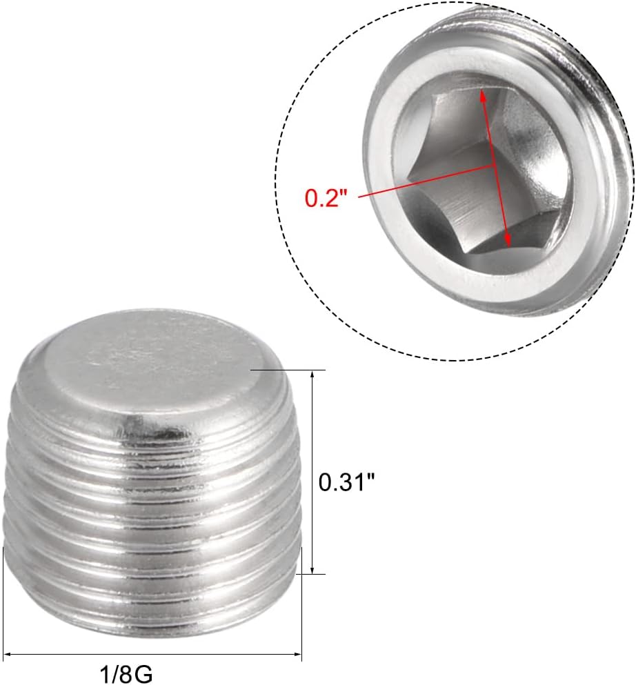 uxcell Iron Hex Socket Pipe Fitting, G1/8 Male Thread Hose Adapter Connector, for Garden Pipe Pneumatic Solenoid Valve, 20Pcs