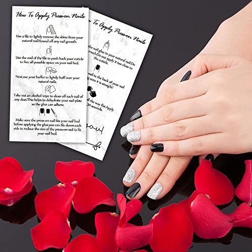 Cartões de instruções de aplicação de unhas de pressão, cartões de instruções de pós-cuidado, kit de