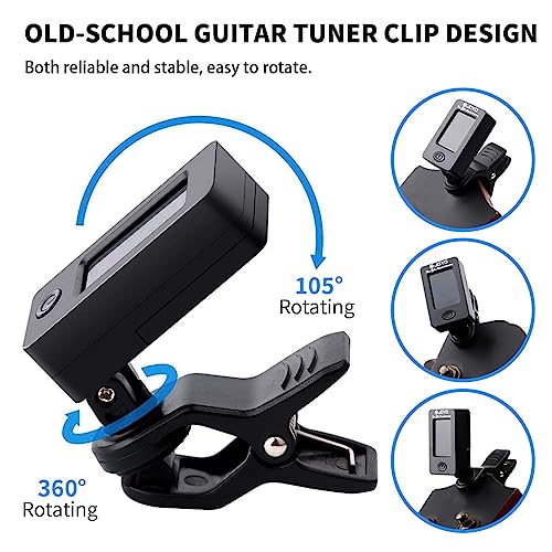 Image of JOYO Guitar Tuner Clip Guitar Capo with 6Pcs Picks Guitar Accessories Digital Electronic Tuner for Electric Guitar, Bass, Acoustic, Ukulele, Violin