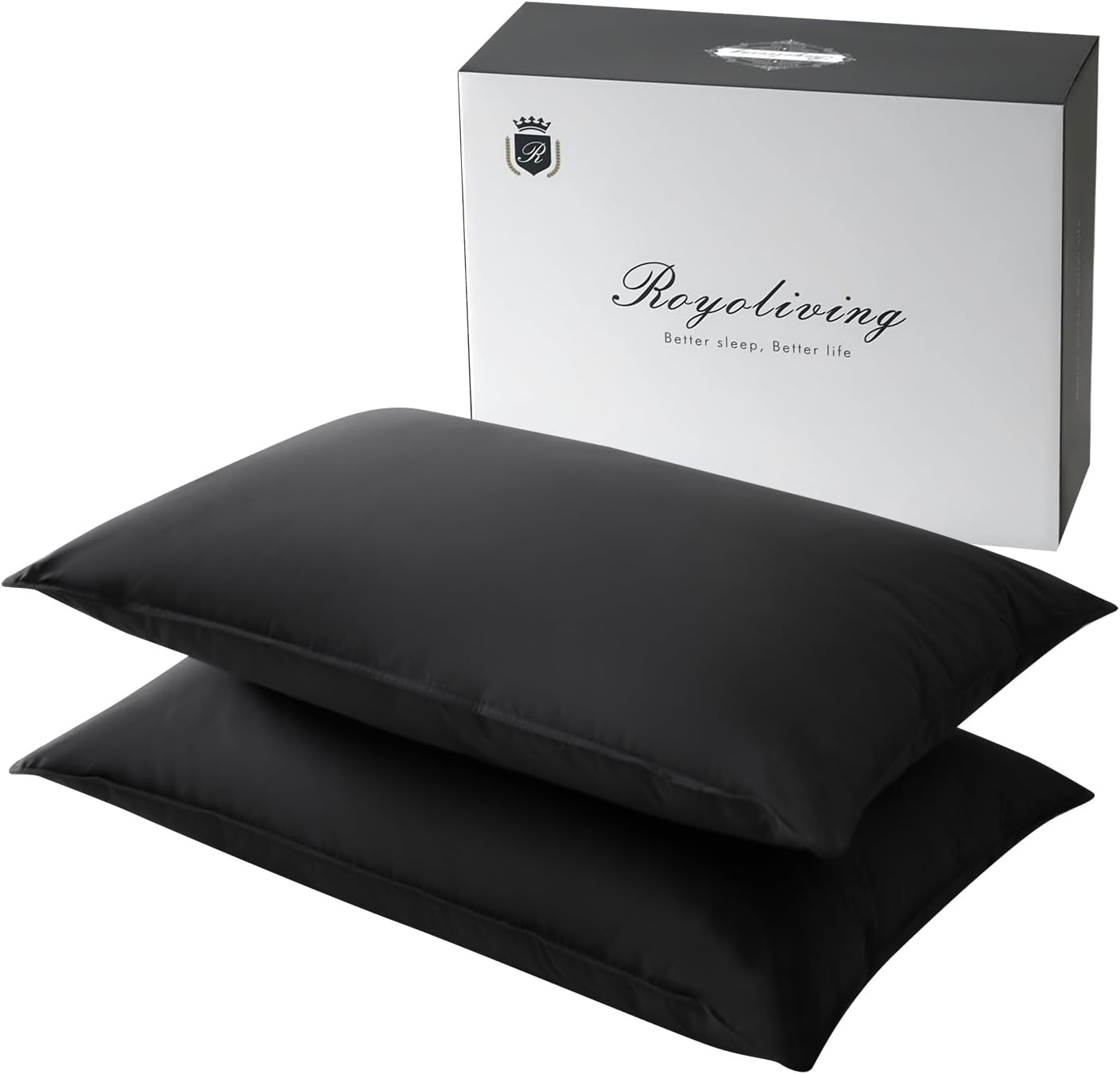 Royoliving Premium Feather Down Bed Pillows for Sleeping