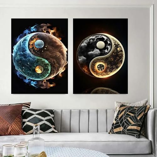 Toile Yin et Yang paysage nuageux XINBAO, affiche colorée qui apporte harmonie et sérénité chez vous