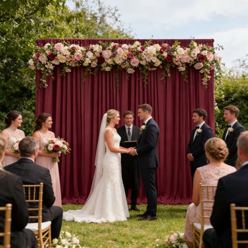 Image of 10ft x 10ft Rust Backdrop Curtains for Parties, Polyester Fabric Backdrop Drapes with Rod Pockets for Weddings, Birthday, Halloween, Photography, Christmas Party Background Curtain, 2 Panels