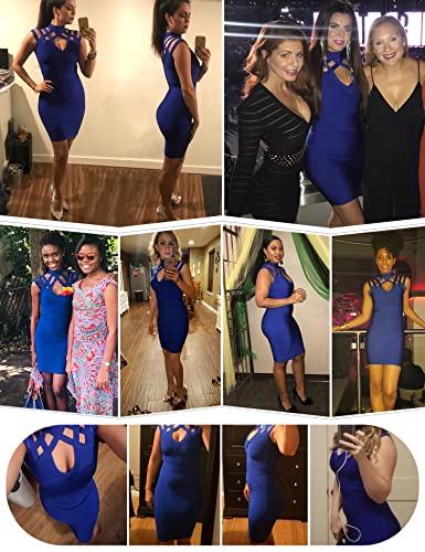 Image of meilun Hight Neck Cut Out Bandage Dress Mini Formal Party Gowns Wedding Guest Dress for Women