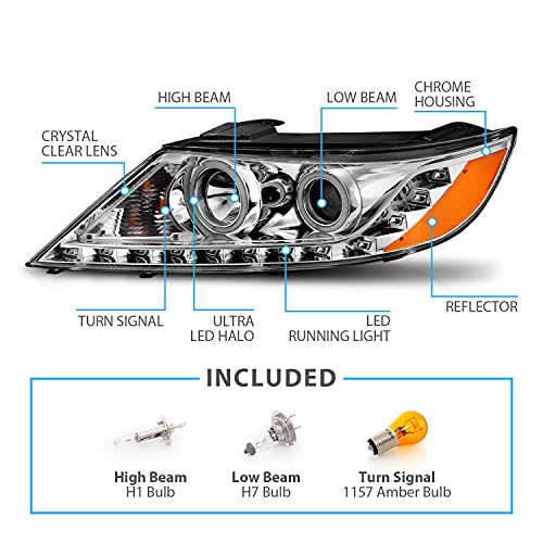 Amerilite For 2011-2013 Kia Sorentochrome Projector Headlights Ultra Bright Led Halo Set - Passenger And Driver Side #TOP4