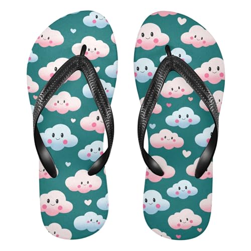 Burbuja Cute Clouds Flip Flops for Women Men, Soft Thong Sandals Rubber Slippers for Pool Beach Essentials