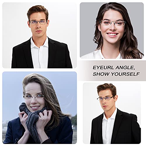 Eyeurl Half Rim Reading Glasses 2.0 - Blue Light Blocking Computer Readers For Women Men Half Frame Lightweight With Portable Case #TOP5