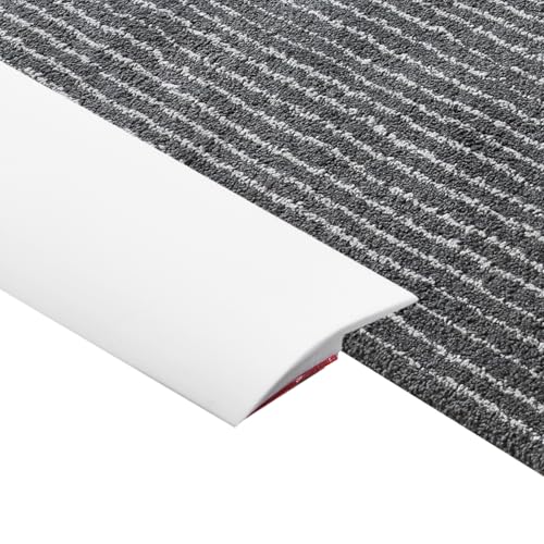 QUARKZMAN Bodenübergangsleiste 1 Meter Selbstklebende Teppichübergangsleiste PVC Bodenleiste für Höhen bis zu 5 mm, Weiß