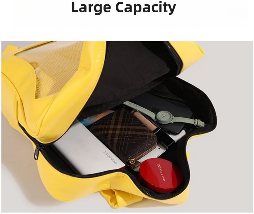 Vobomo Yellow Star Kawaii Backpack PU Leather Ita Bag Backpack Y2k Shoulder Bag Aesthetic Cute Backpack (Yellow) - Image 6