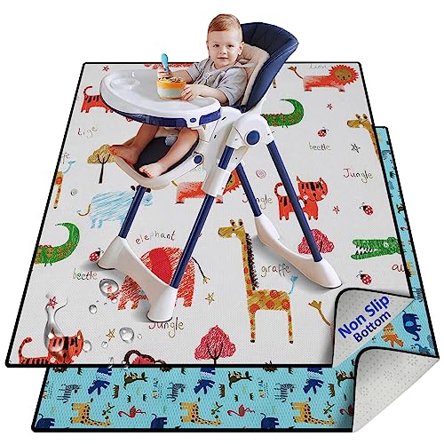 Image of 2-Pack Baby Splat Mat for Under High Chair,50” x 50” ASKIZ Splash Mat, Waterproof and Washable Spill Mat for Kids, Anti-Slip Floor Square Playtime Mats for Under Toddler Table