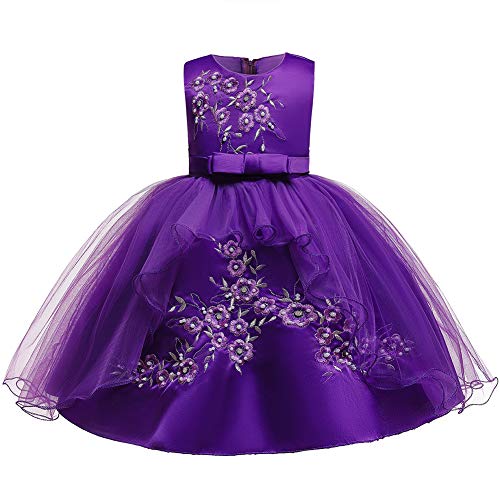 Robe de soirée fille motif fleurs violet pour mariages et cérémonies
