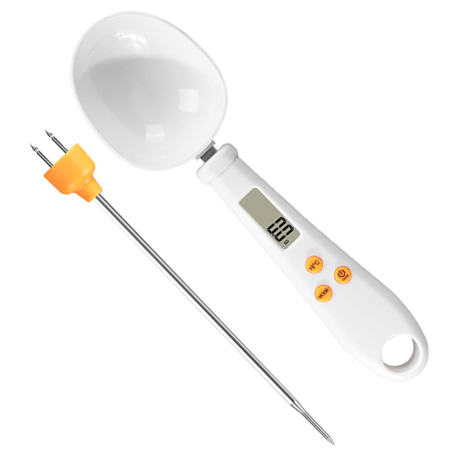 Cuchara Medidora Digital 2 en 1 con Pantalla LCD, Báscula de Cocina en Gramos y Termómetro de Cocina Digital, Tara, Lectura Instantánea, g/oz/lb y °C/°F para Repostería Carne