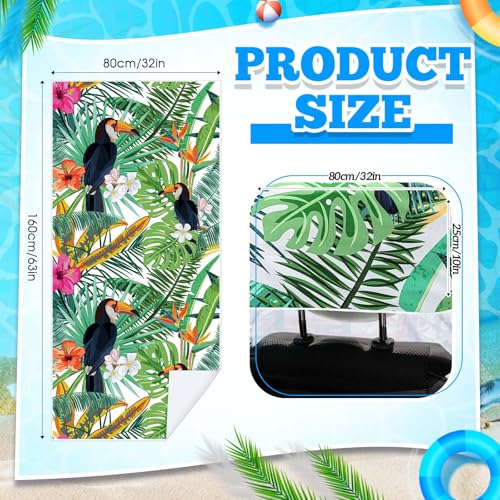 Image of 1 Pack Car Seat Towel Cover with Storage Bag, Tropical Toucan Style | 63 x 32 in Car Towel Seat Cover Non Slip Waterproof, Gym Workout Swimming Running, Machine Washable Sweat Absorbent Protector