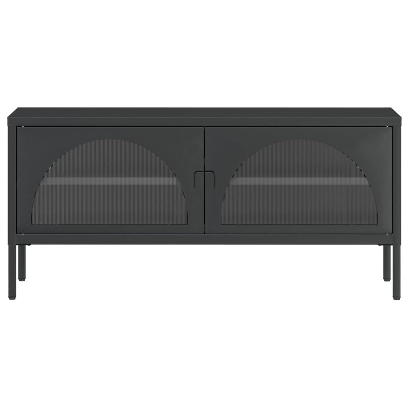 Homgoday Szafka pod telewizor szkło i stal czarna 105x35x50 cm, szafka pod telewizor salon jadalnia stół kawowy telewizor sprzęt muzyczny szafa pod schowek uchwyt meblowy telewizor