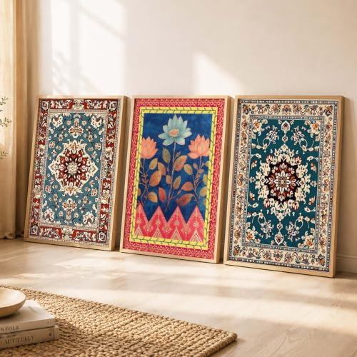 Image of kotart Wall Art Painting With Frame | Paintings Home Decoration For Living Room Bed Room Hotel Wall Decor Digital Reprint Indian Traditional Madhubani Set of 3 (13X17 inch)