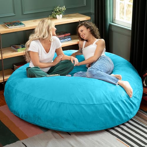 Image of Jaxx 6 Foot Cocoon - 2-in-1 Convertible Bean Bag Bed & Large Bean Bag Chair for Adults, Microsuede Teal