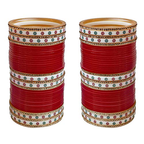 Chuda para novia Punjabi en tu boda tradicional juego de pulseras rojas