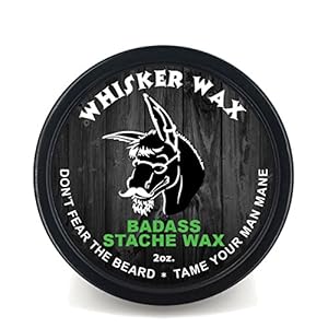 Badass Beard Care Mustache Wax For Men, 2 oz – Made with All Natural Butters and Waxes, Medium Hold, Keeps Mustache Looking and Feeling Natural and Soft