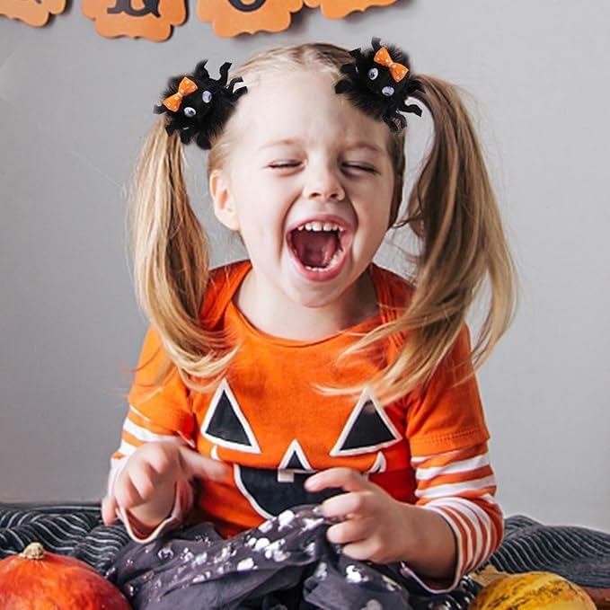 Halloween Spider Hair Clips, Girls Cute Cheer Barrettes Alligator Hairpins, Kids Costume Party Favor Supply, Gothic Outfit Decor Accessories Dead Day Gift Black 2 inch image 5