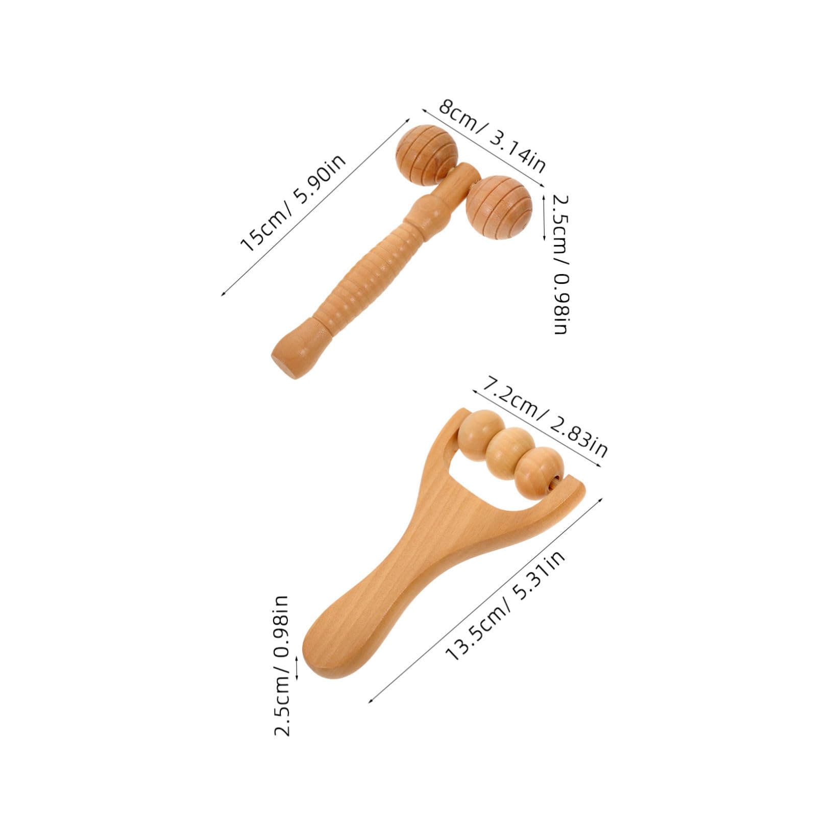 Mikinona Wooden Face Roller Massager 2-piece Set for Foot Shoulder and Neck Relief