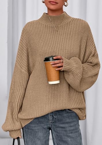 PRETTYGARDEN Fall Oversized Sweaters for Women 2025 Chunky Knit Long Sleeve Turtle Neck Pullover Tops Cozy Winter Clothing2