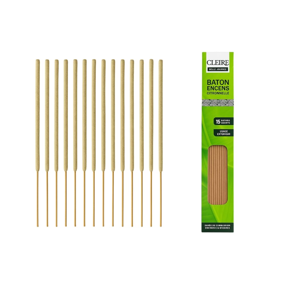 Pack de 30 Bâtons Encens Géants Citronnelle 40 cm Anti Moustiques Jardin Terrasse