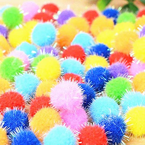 TECH-P Arts Craft Small Pom Poms Glitter Poms Sparkle Balls Assorted Color (20mm- 500 Pack)+1 PCS TECH-P Coaster