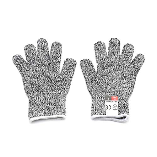 HTTMT- 1Pair XS 8-12yr Kid Cut Resistant Gloves High Performance Level 5 Protection Food Grade In/Outdoor [P/N: ET-TOOL032-XS X1-GRAY ]