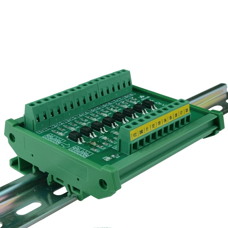 1.8V 3.3V 5V 12V 24V 8 Channel Optocoupler Isolation Board Level Voltage Conversion Board PLC Signal - (Color: Input 5V, Connector Type: with Carrier, Pins: Output 24V, Insert Type: Output PNP)