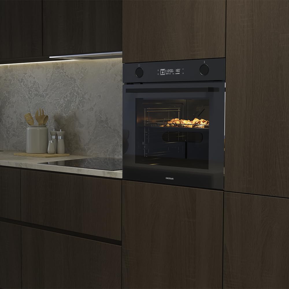 Cecotec Forno Multifunzione da Incasso - Air Fryer Bolero Hexa Af326000 Glass Black A. 2800W, 73L, 12 Funzioni, Basso Consumo, Steam Base XXL, Steam Assist, Steam Easyclean, Pizza Master, Modalità Eco