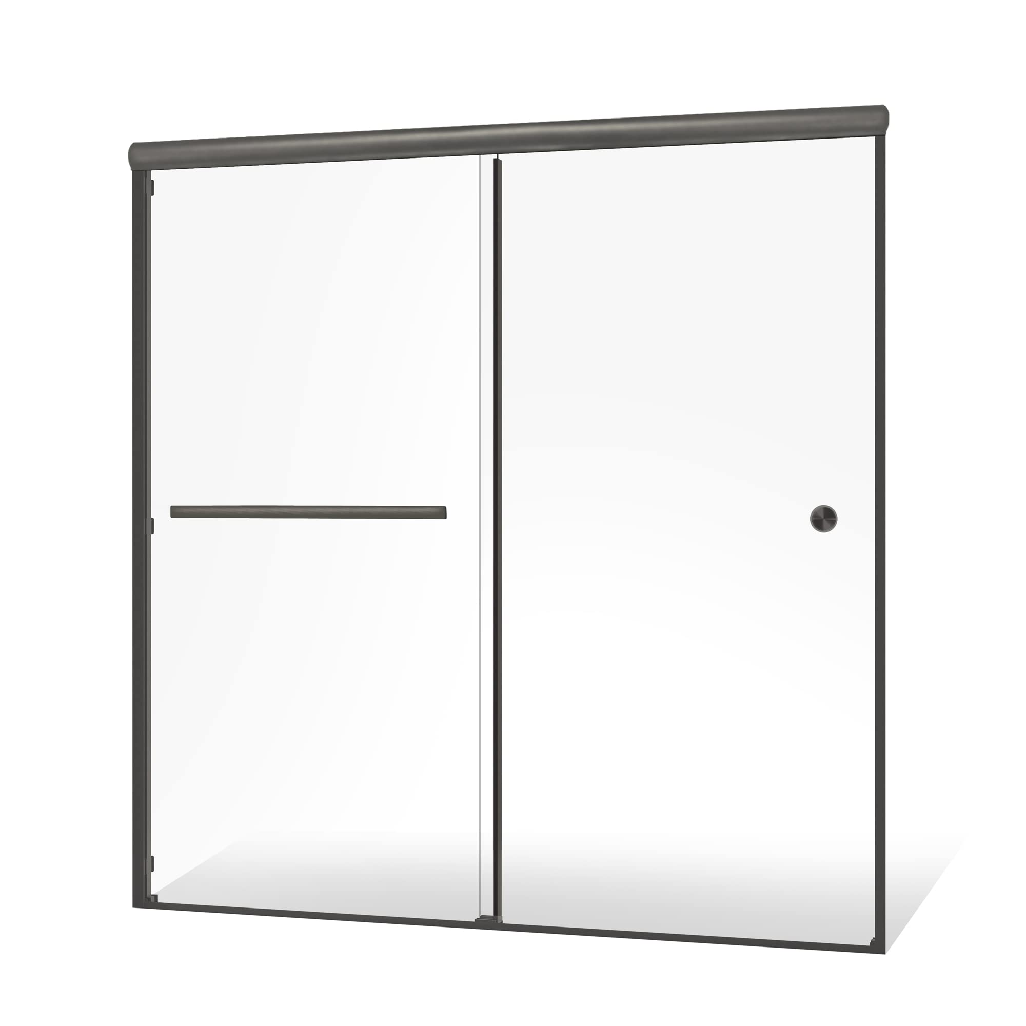 Semi-Frameless Double Sliding Glass Shower Door Sorrento Economy Series 56"-60" Width 70" Height - Brushed Nickel Finish - 6mm Tempered Glass Smart Guard Easy Clean Coating by Fab Glass and Mirror