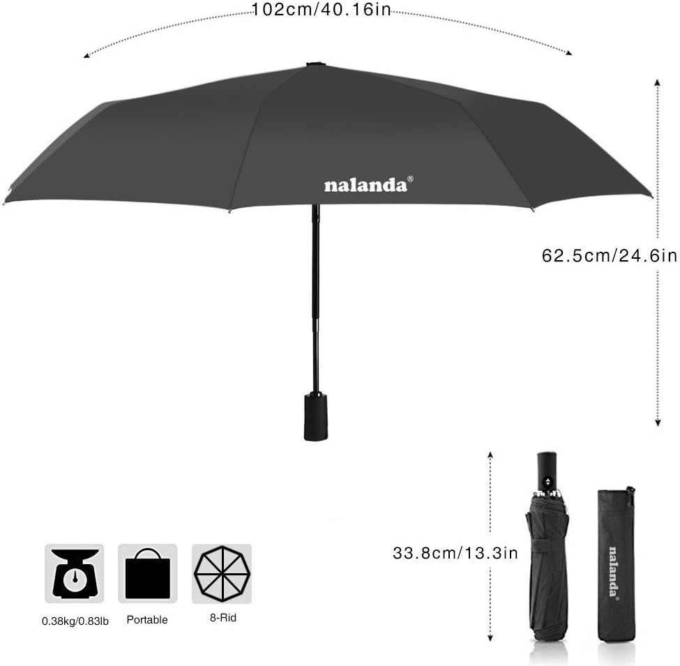 NALANDA Automatic Folding Travel Umbrella Auto Open and Close Umbrella Folding Portable Compact