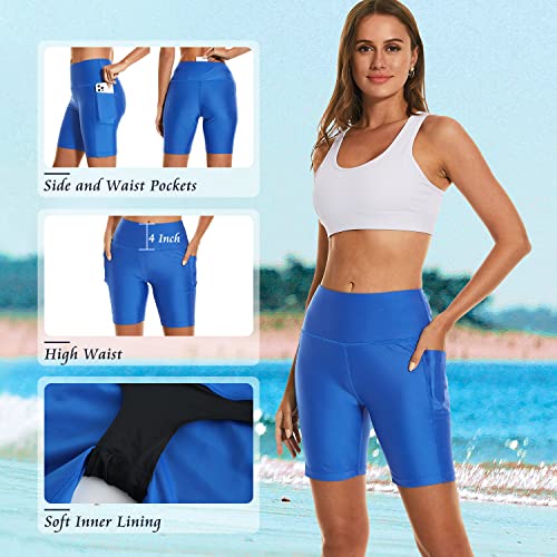 Image of HODOSPORTS Women's 3'' /5'' /7'' /9'' /12'' Swim Board Shorts UPF50+ High Waisted Quick Dry Swimsuit Bottoms with Pockets Liner