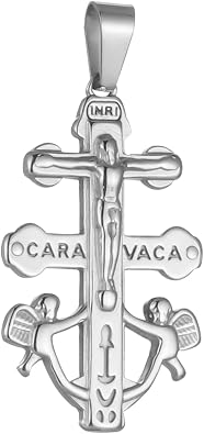 Cruz De Caravaca Cross Jesus Crucifix Charm Pendant Catholic Caravaca Double Cross with Angels Pendant Necklace Religious Jewelry Making