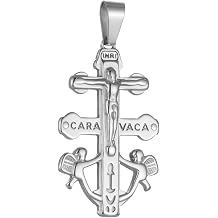 COTTVOTT Cruz De Caravaca Cross Jesus Crucifix Charm Pendant Catholic Caravaca Double Cross with Angels Pendant Necklace Religious Jewelry Making